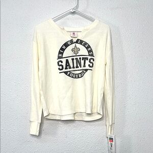 NFL Girls Medium New Orleans Saints Cream Long Sleeve thermal Top NWT